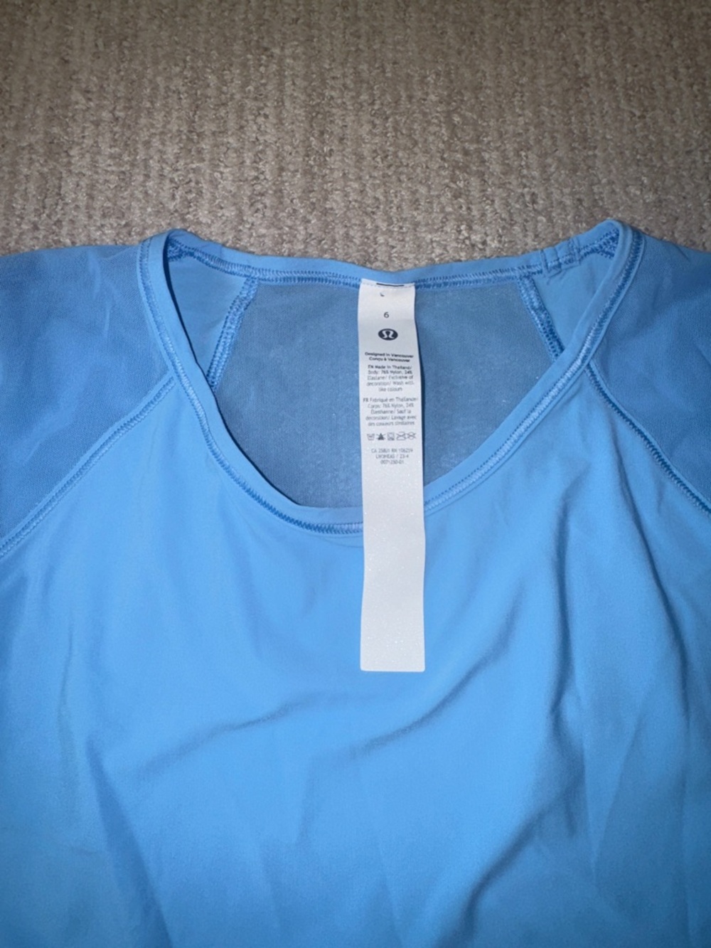 Lululemon Womens Size 6 Aero Blue Sculpt Long Sleeve Mesh Back Stretch Shirt - Picture 7 of 12